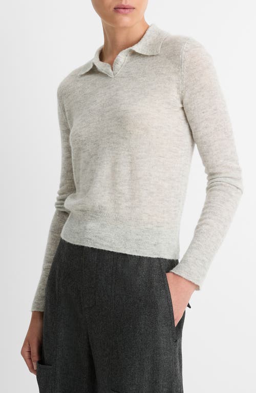 Vince Silk Blend Collar Crew Neck Mist Grey In Mist Grey