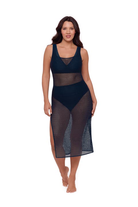 Front Slit Crochet Coverup Dress