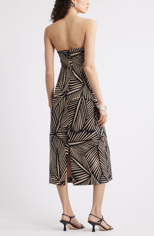 Nordstrom Strapless Linen Blend Midi Dress In Black