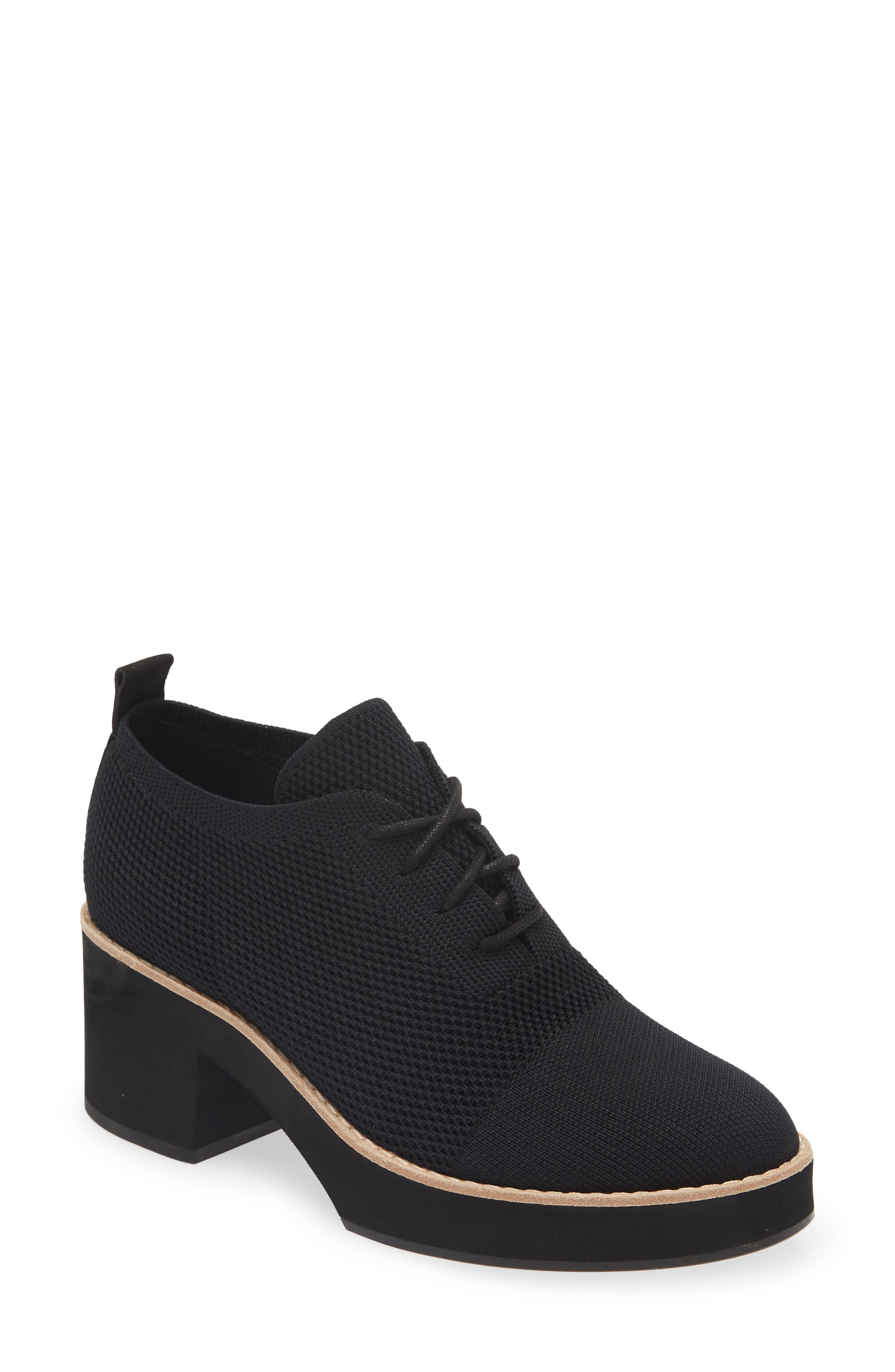 Eileen Fisher Jemma Lace-Up Platform Stretch Knit Bootie, Main, color, 