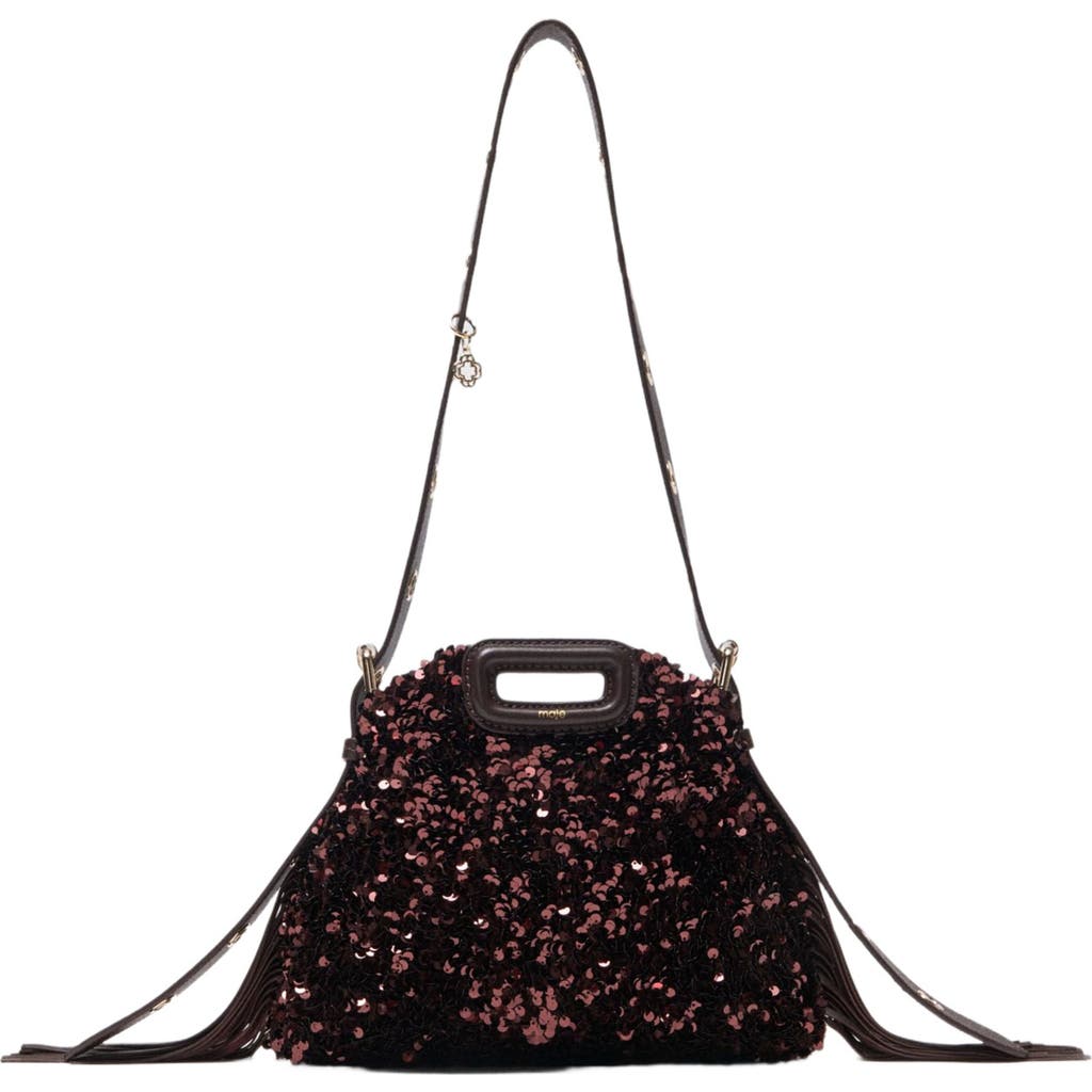 Maje Sequinned Miss M Mini Bag In Brown