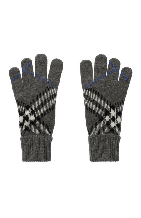 Check Cashmere Blend Gloves