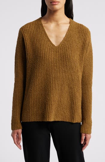 Eileen Fisher Boxy Merino Wool Sweater In Gold Leaf