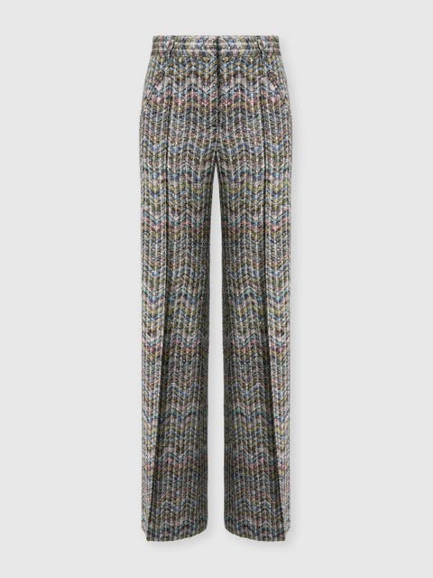 Tailored Viscose Lamé Trousers With Sequins