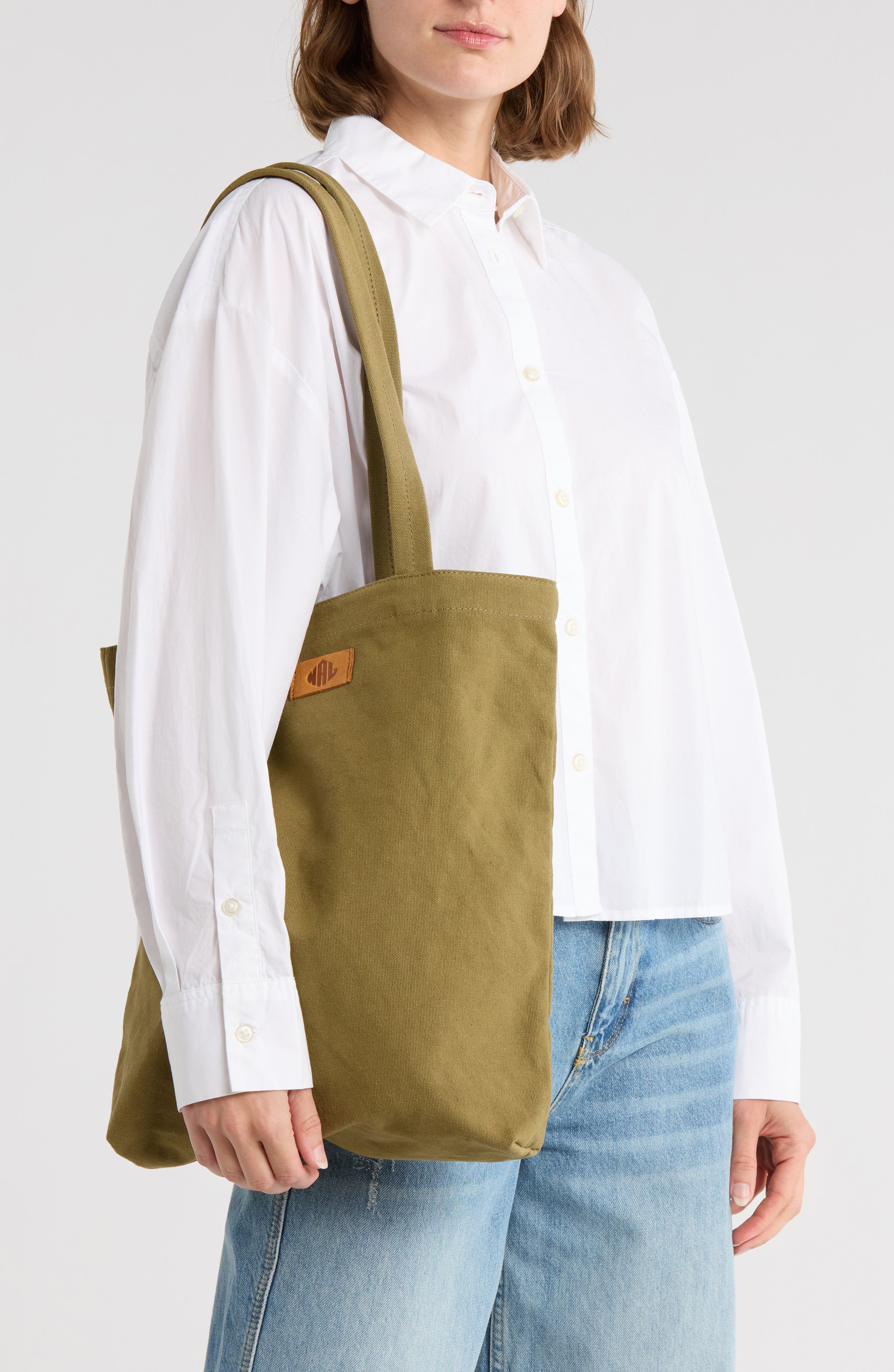 New Amsterdam Leatherworks Eden Canvas Tote Bag, Alternate, color, Olive