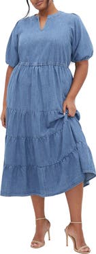 City Chic August Tiered Midi Dress