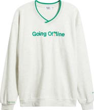 THE MAYFAIR GROUP Going Offline Embroidered Oversize Fleece Sweatshirt