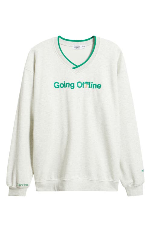 The Mayfair Group Going Offline Embroidered Oversize Fleece Sweatshirt In White