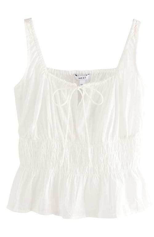 Next Sleevless Smocked Pin Dot Camisole In White