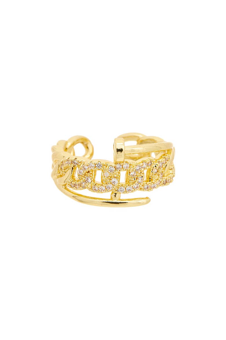 Pavé Cubic Zirconia Link Open Band Ring, Main, color, YELLOW GOLD