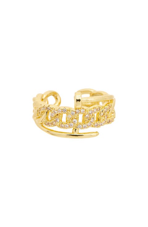 Pavé Cubic Zirconia Link Open Band Ring