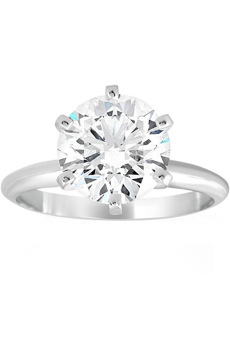 Certified 3 Ct Diamond Solitaire Platinum Engagement Ring Lab Grown, Main, color, Platinum