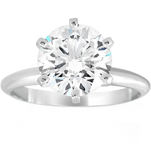 Certified 3 Ct Diamond Solitaire Platinum Engagement Ring Lab Grown