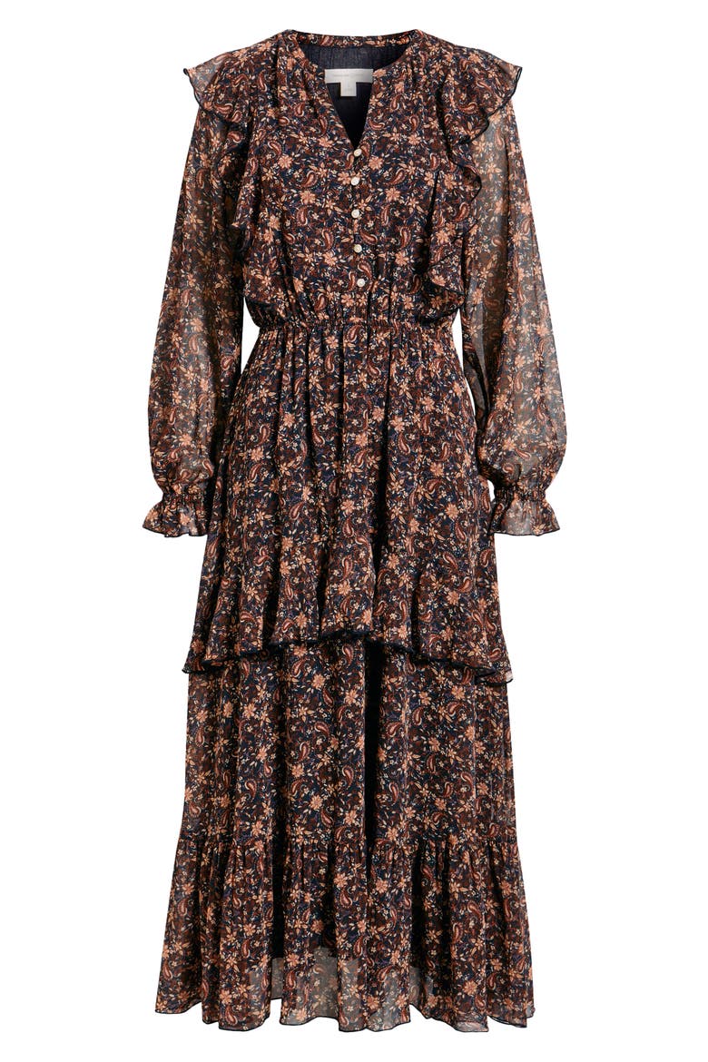Paisley Tiered Ruffle Maxi Dress, Alternate, color, NAVY MALLORY PAISLEY