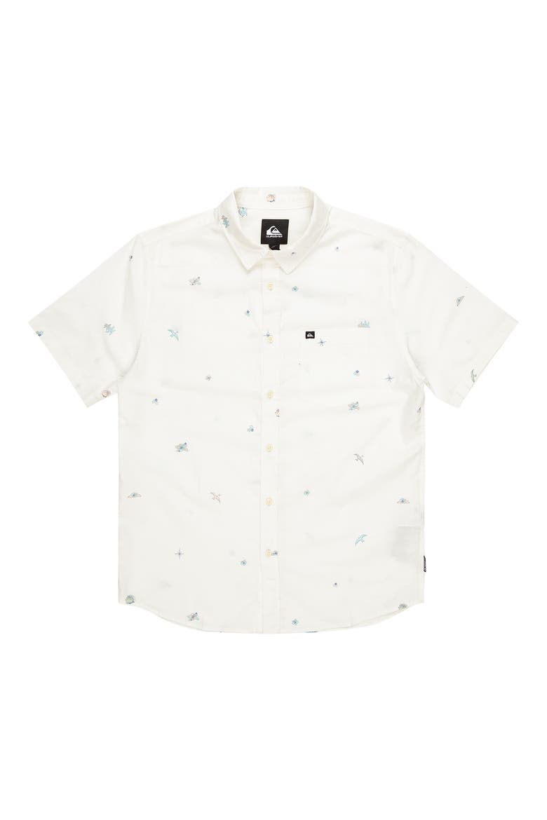 Apero Tropic Short Sleeve Cotton Button-Up Shirt, Main, color, MARSHMELLOW PRNT 4