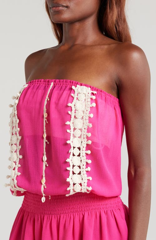 Ramy Brook Perry Shell Trim Strapless Cover-up Minidress In Perfect Pink