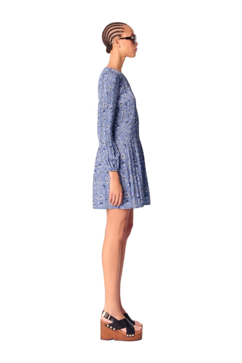 Patterned pleated dress, Alternate, color, Blue bandana print