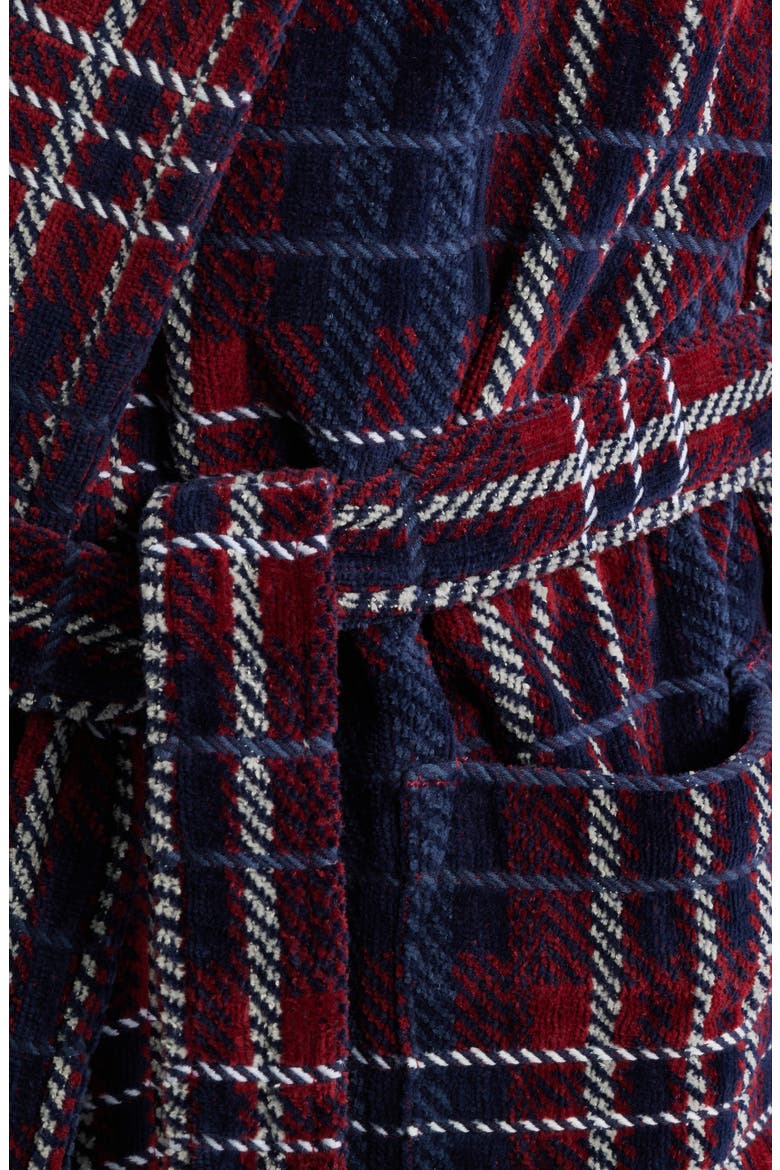 Four Star Shawl Collar Cotton Velour Robe, Alternate, color, NAVY/ RED