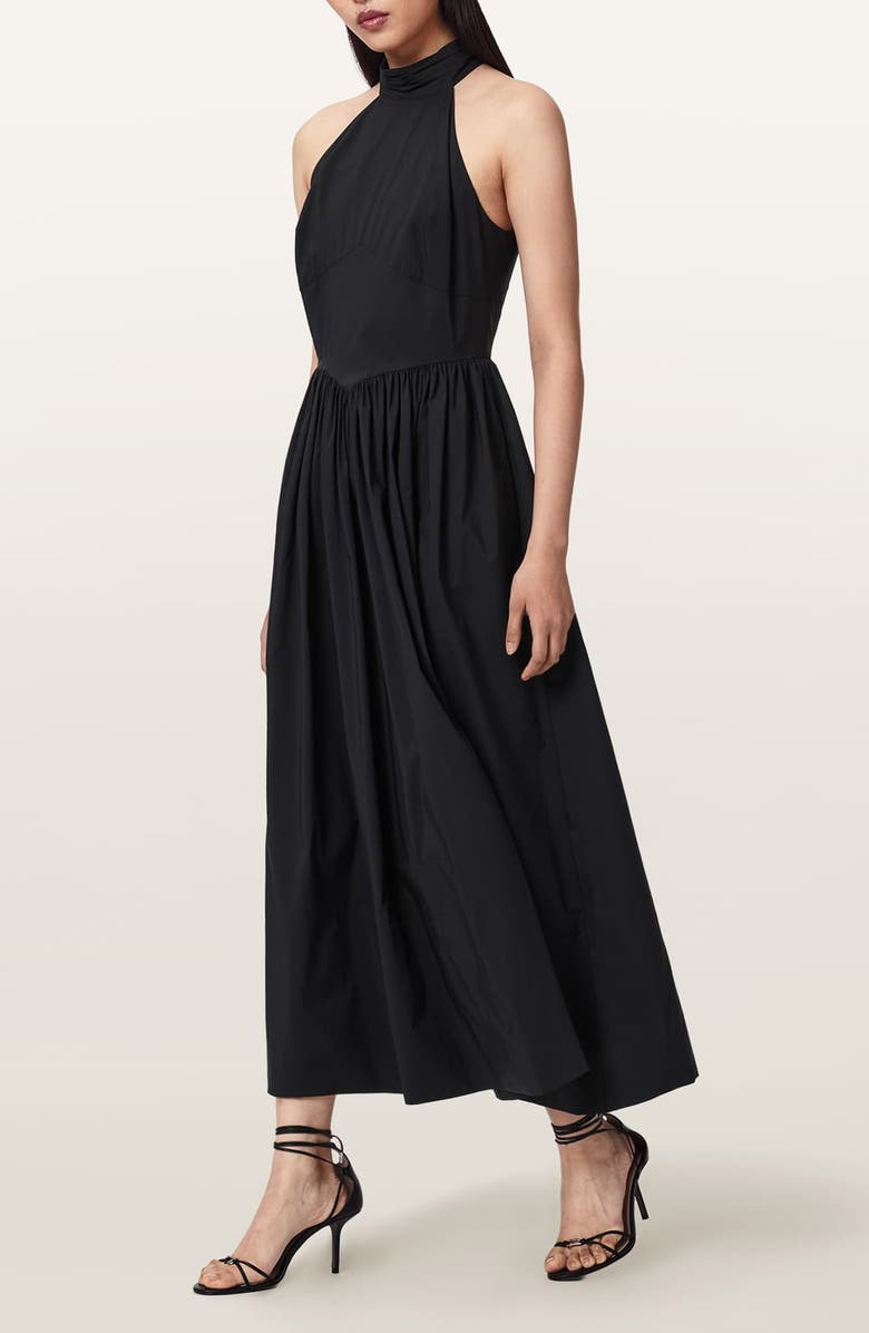 AllSaints Arora Sleeveless A-Line Dress, Alternate, color, Black