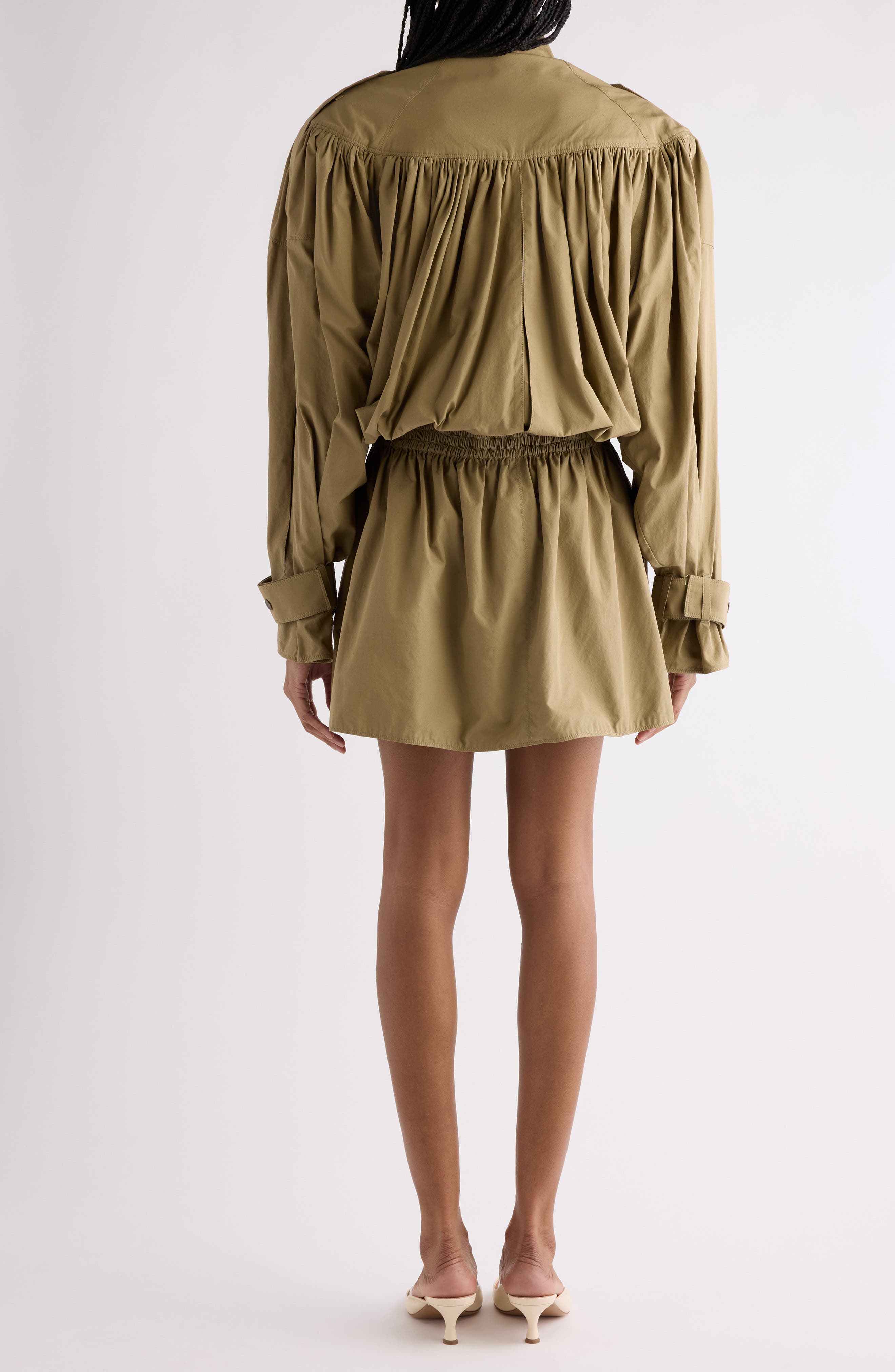 Gathered Cotton Poplin Minidress - image 2