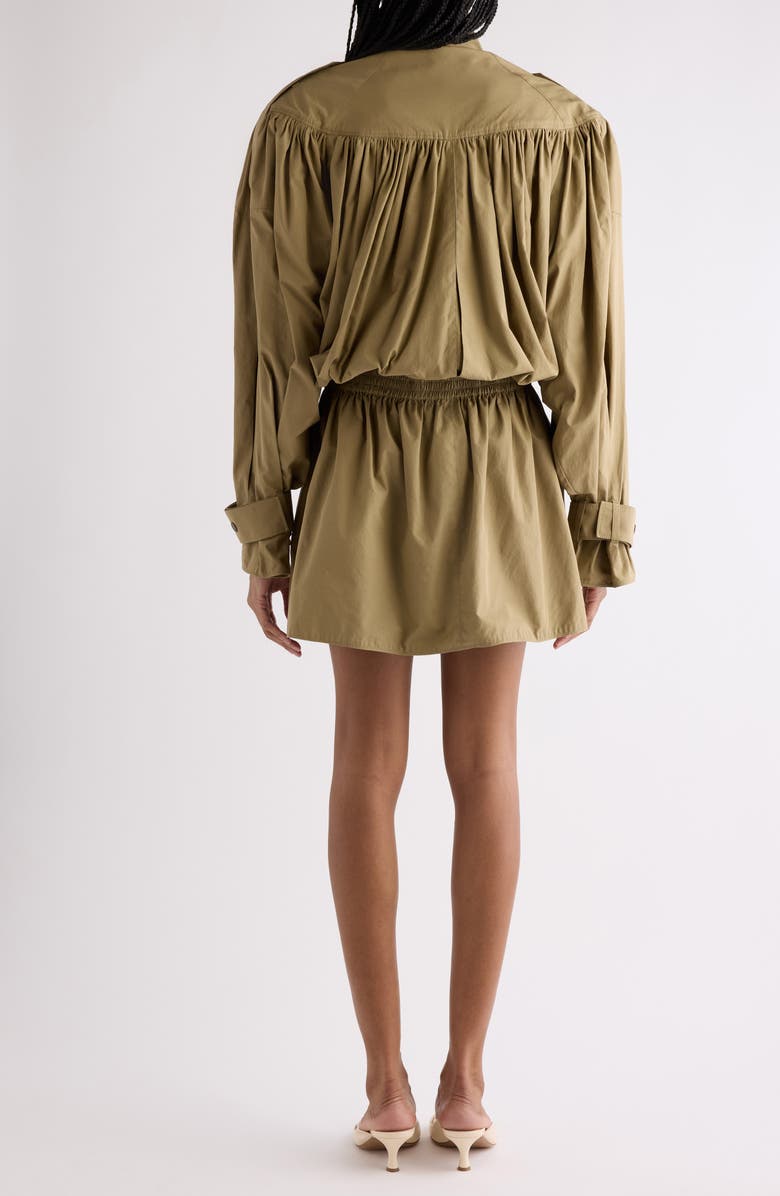 Chloé Gathered Cotton Poplin Minidress, Alternate, color, Amber Olive