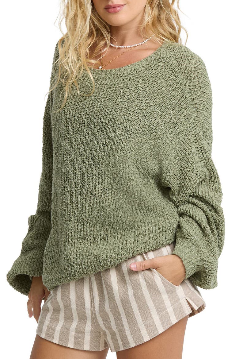 Open Air Crewneck Sweater, Alternate, color, ARMY GREEN