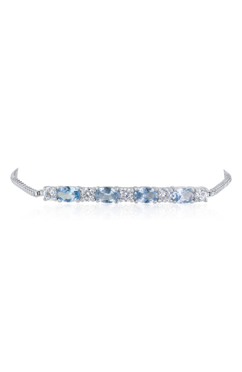 CZ by Kenneth Jay Lane Aqua & White Cubic Zirconia Bar Slider Bracelet, Alternate, color, Aqua/ Clear Silver