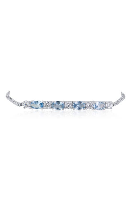 Kenneth Jay Lane Aqua & White Cubic Zirconia Bar Slider Bracelet