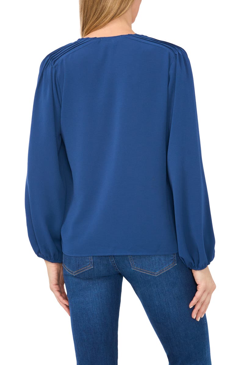 CeCe Circle Trim Pintuck Top, Alternate, color, Night Horizon