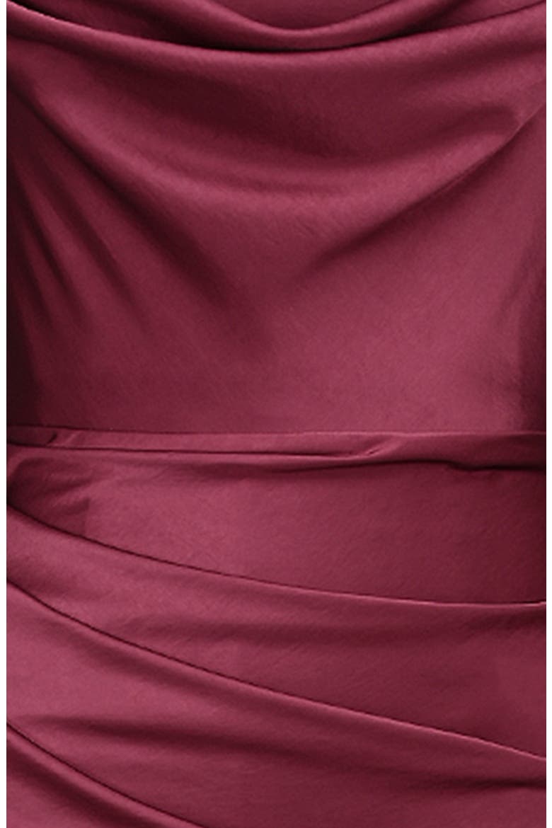 Santana Strapless Draped Satin Corset Cocktail Dress, Alternate, color, RHUBARB