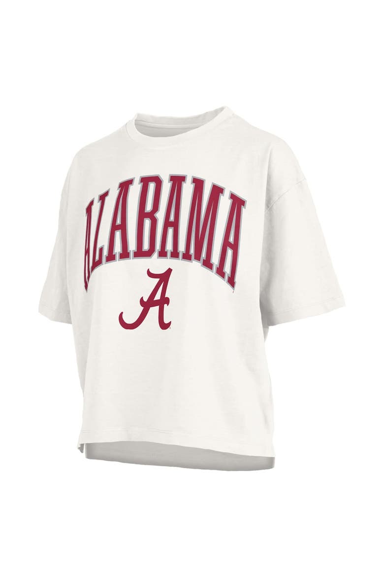 Women's Pressbox White Alabama Crimson Tide Nelson Arch Over Logo Waist Length Oversized Slub T-Shirt, Alternate, color, White