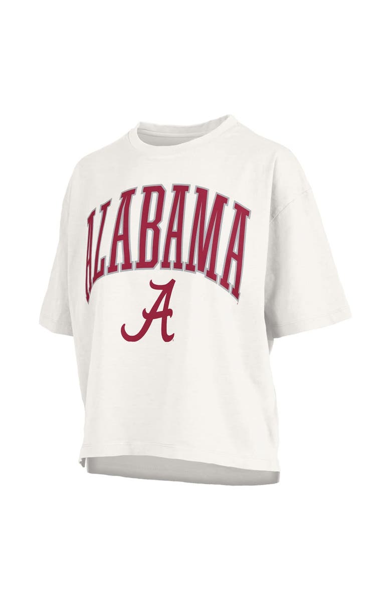 PRESSBOX Women's Pressbox White Alabama Crimson Tide Nelson Arch Over Logo Waist Length Oversized Slub T-Shirt, Alternate, color, White