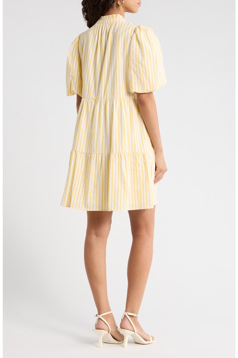 Audry Stripe Jacey Babydoll Minidress, Alternate, color, YELLOW-WHITE