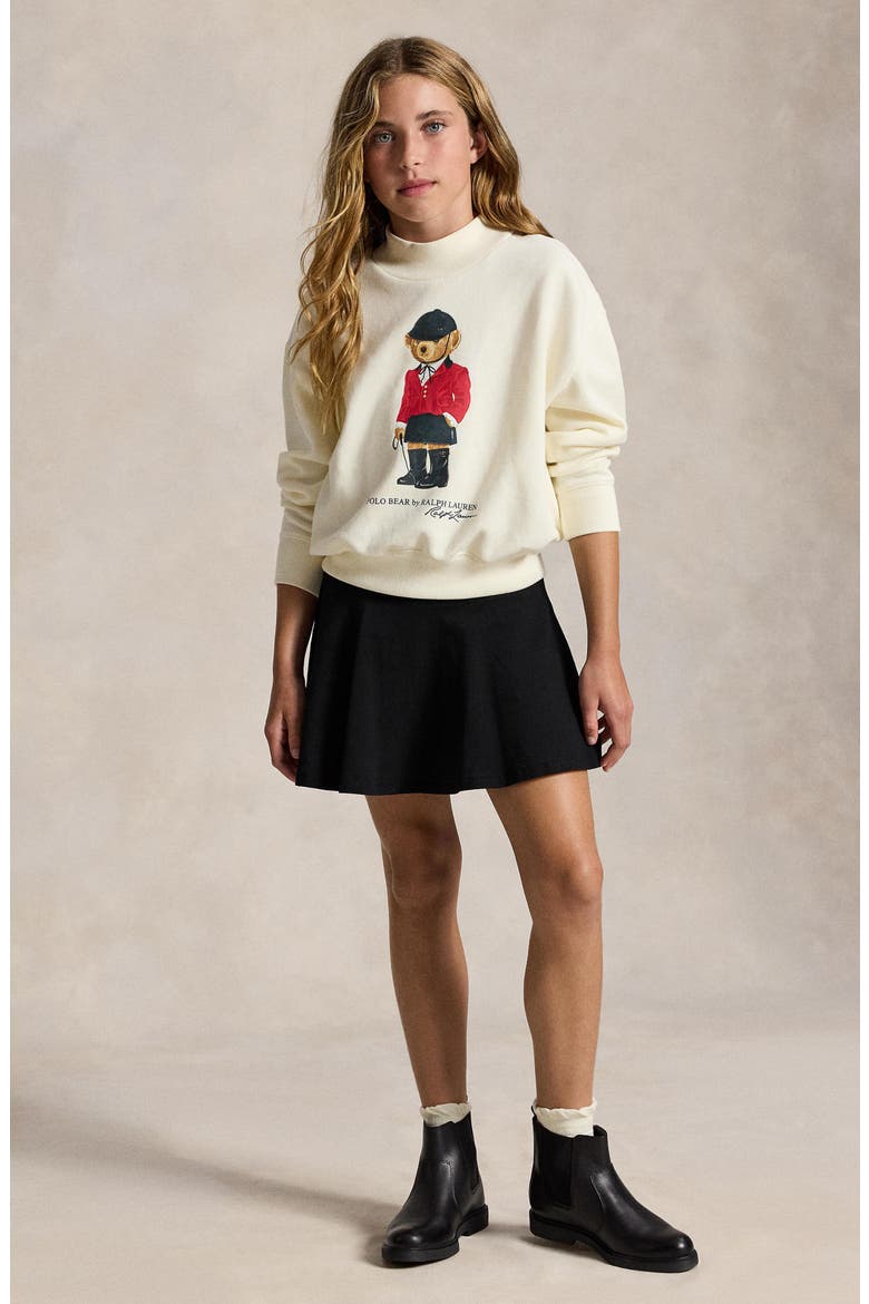 Kids' Polo Bear Graphic Print Fleece Sweatshirt, Alternate, color, CREAM