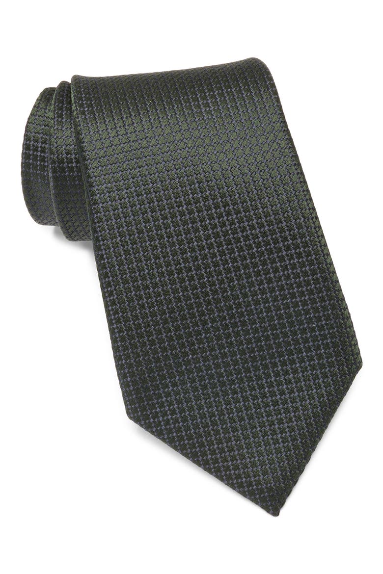 Neat Silk Tie, Main, color, DARK GREEN SOLID