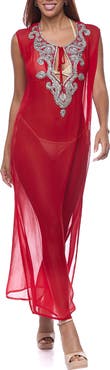 RANEES Embellished Sheer Cover-Up Dress