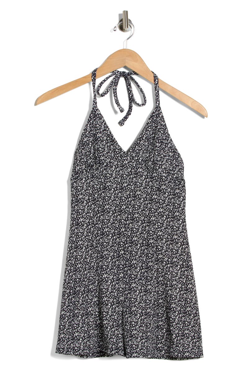 Madden Girl Floral Halter Romper, Main, color, Navy White