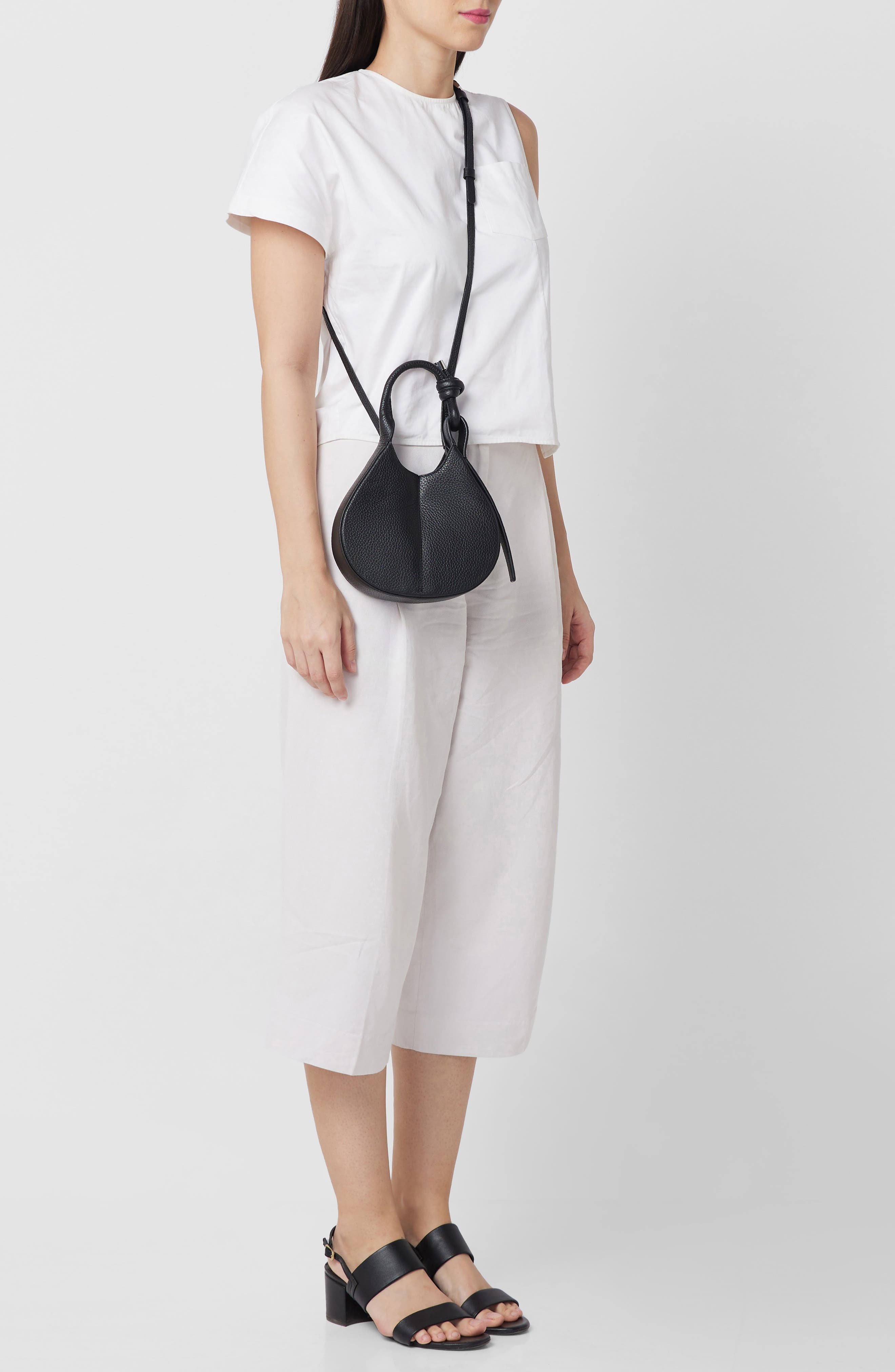 behno Mini Ina Inverted Pleat Crossbody Bag, Alternate, color, Black