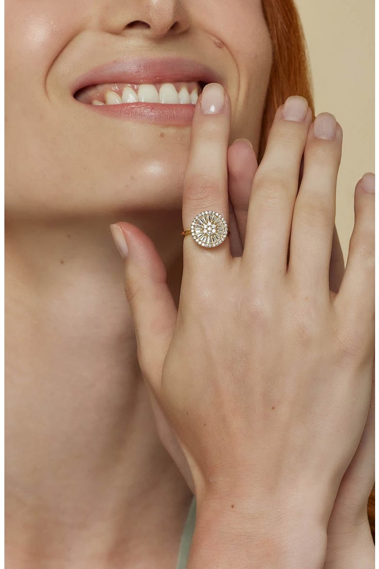 14k Gold Plated Elise Ring Dainty Crystal Sparkle Trendy, Alternate, color, Gold