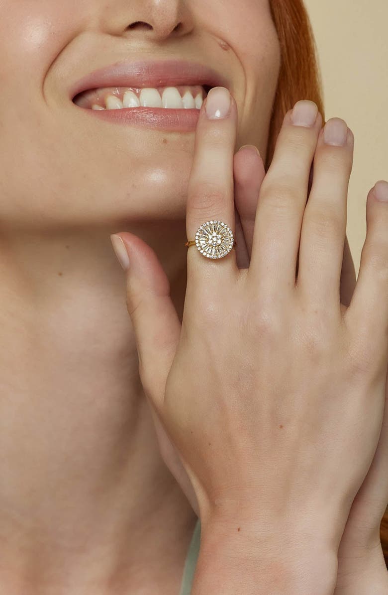 Bearfruit Jewelry 14k Gold Plated Elise Ring Dainty Crystal Sparkle Trendy, Alternate, color, Gold