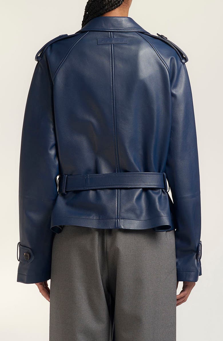 Marni Crop Leather Trench Coat, Alternate, color, 