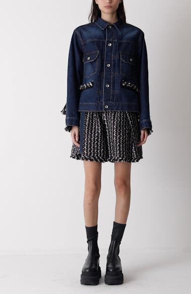 sacai 23ss ビスチェタンクトップ 23-06565 /YT Sacai Mixed Media Denim & Tweed Shorts | Nordstrom