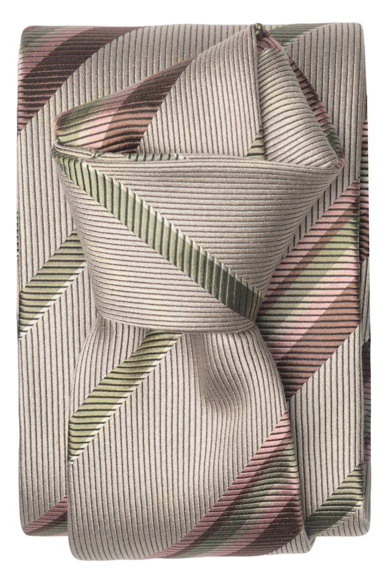 Lugano - Extra Long Silk Jacquard Tie for Men, Main, color, Almond Beige