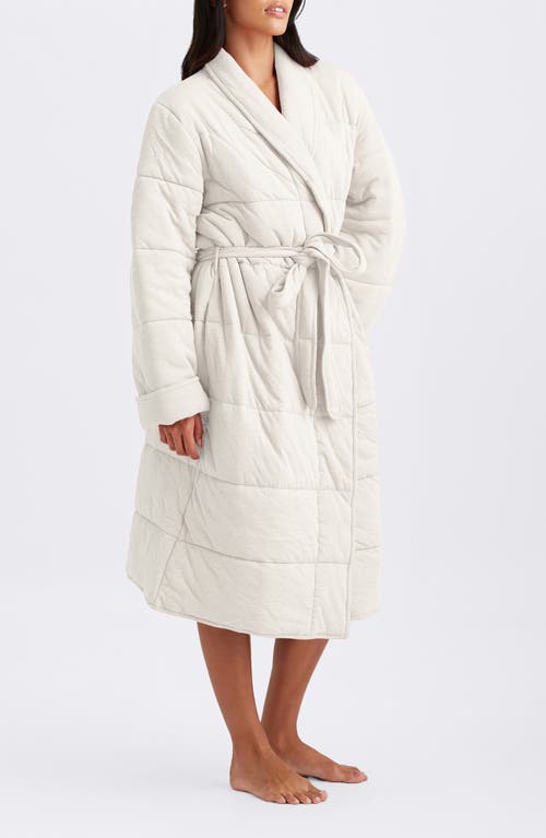 Papinelle Cuddle Puffa Quilted Cotton Midi Robe In Gray