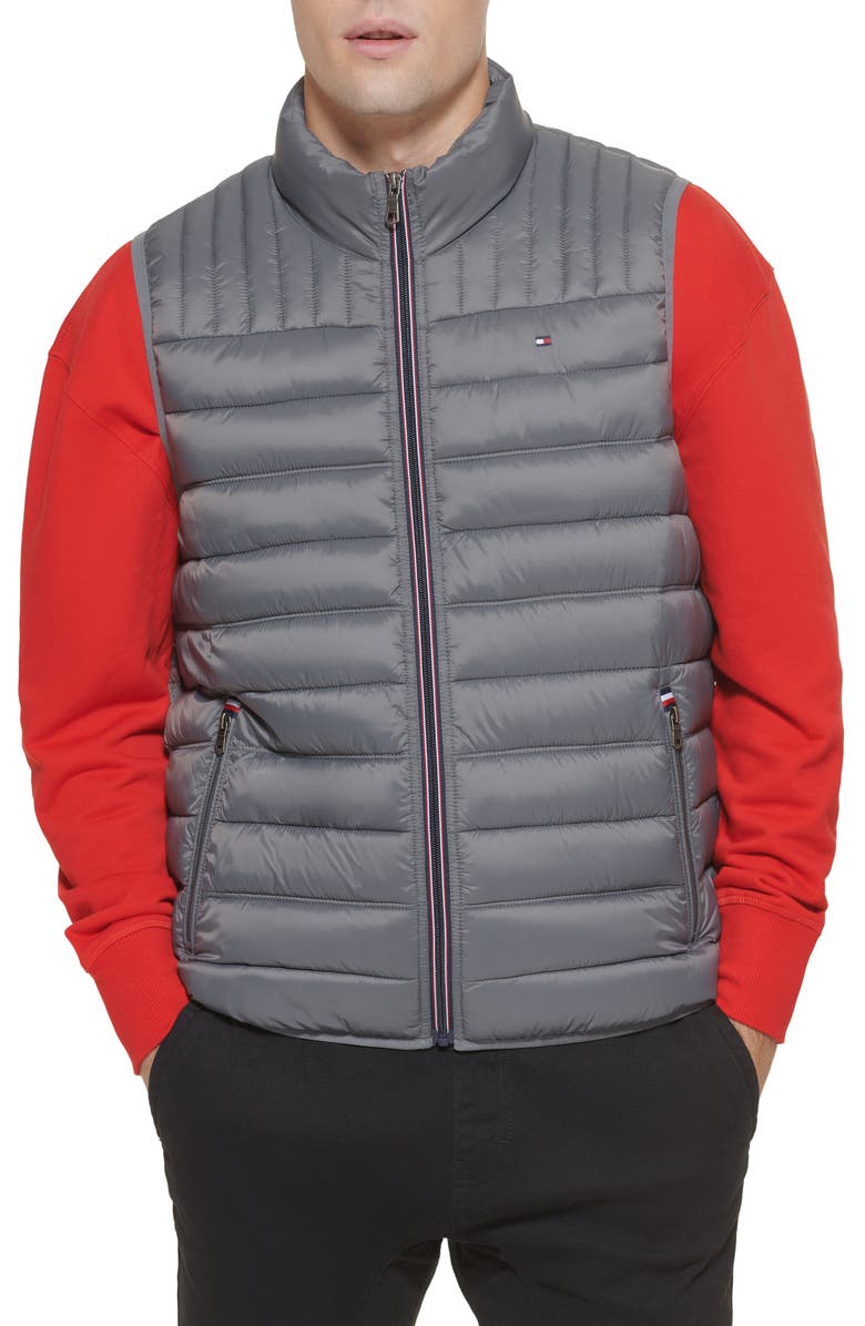 Tommy Hilfiger Packable Faux Down Vest, Main, color, Charcoal