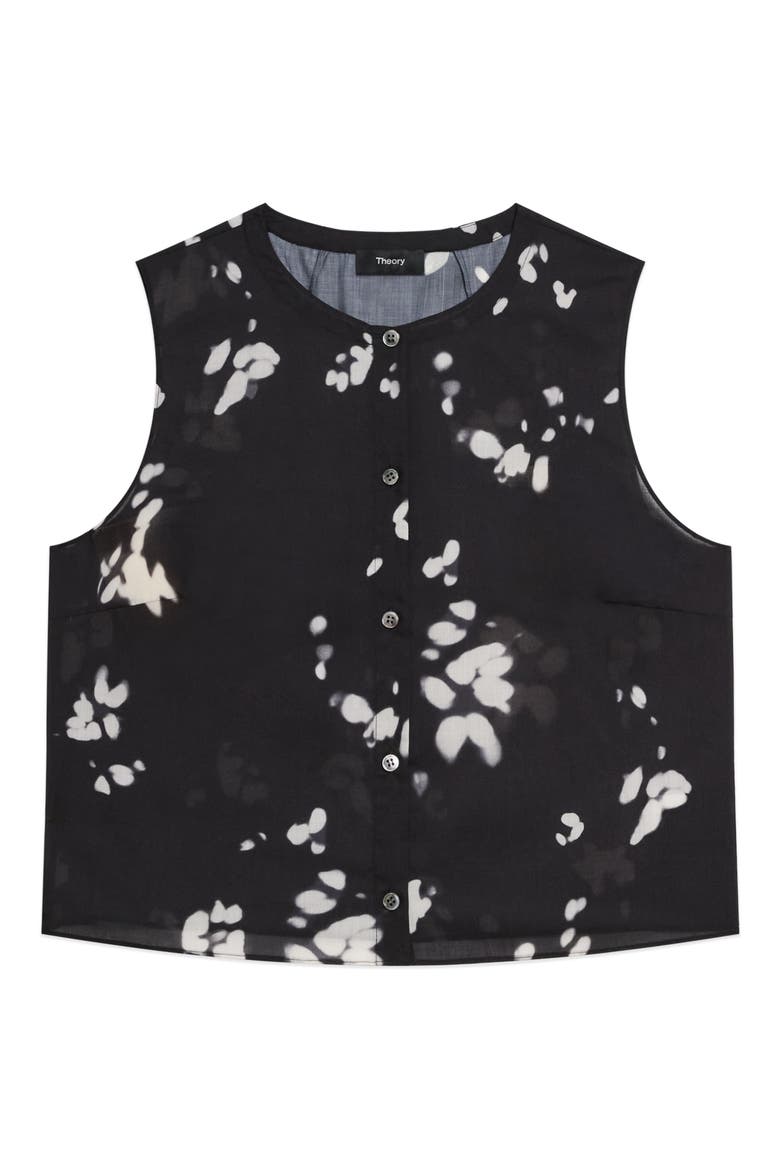 Shadow Floral Sleeveless Button-Up Shirt, Main, color, BLACK MULTI