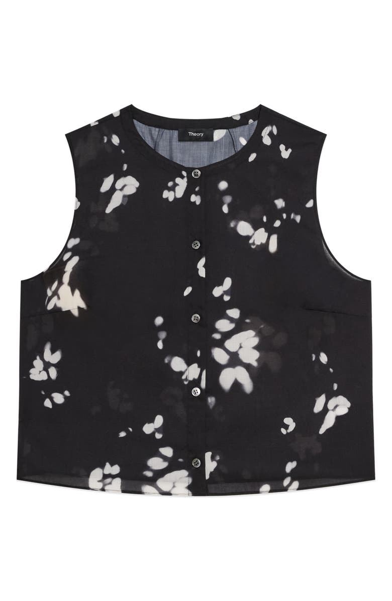Theory Shadow Floral Sleeveless Button-Up Shirt, Main, color, Black Multi