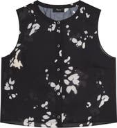 Theory Shadow Floral Sleeveless Button-Up Shirt