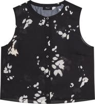 Theory Shadow Floral Sleeveless Button-Up Shirt
