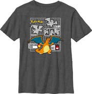 POKEMON Boy's Pokemon Charizard Info Grid  Graphic T-Shirt